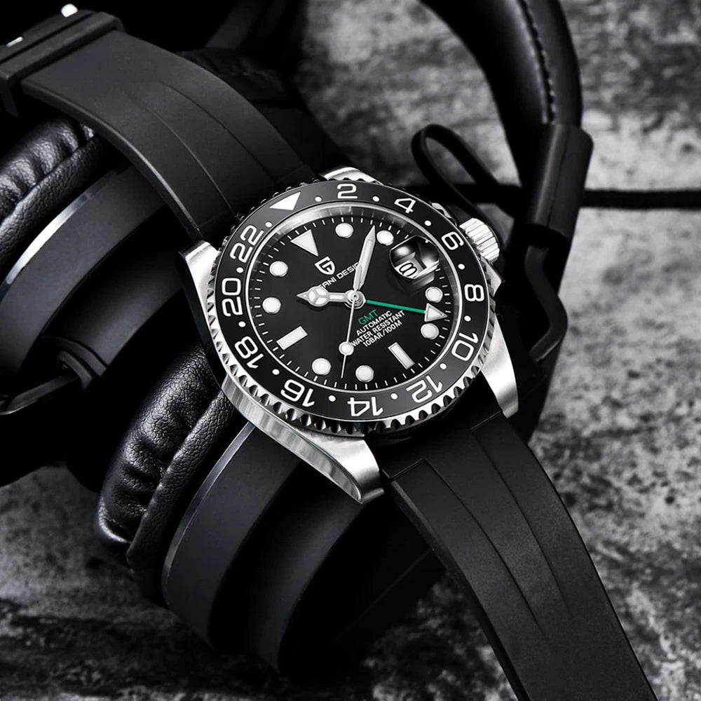 PAGANI DESIGN New Fashion Luxury Watch Mechanical Automatic Watch Sports Waterproof Rubber Rotating Frame Luminous Watch for Man