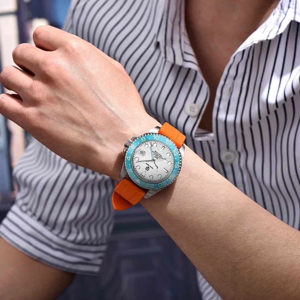 PAGANI DESIGN New Fashion Luxury Watch Mechanical Automatic Watch Sports Waterproof Rubber Rotating Frame Luminous Watch for Man