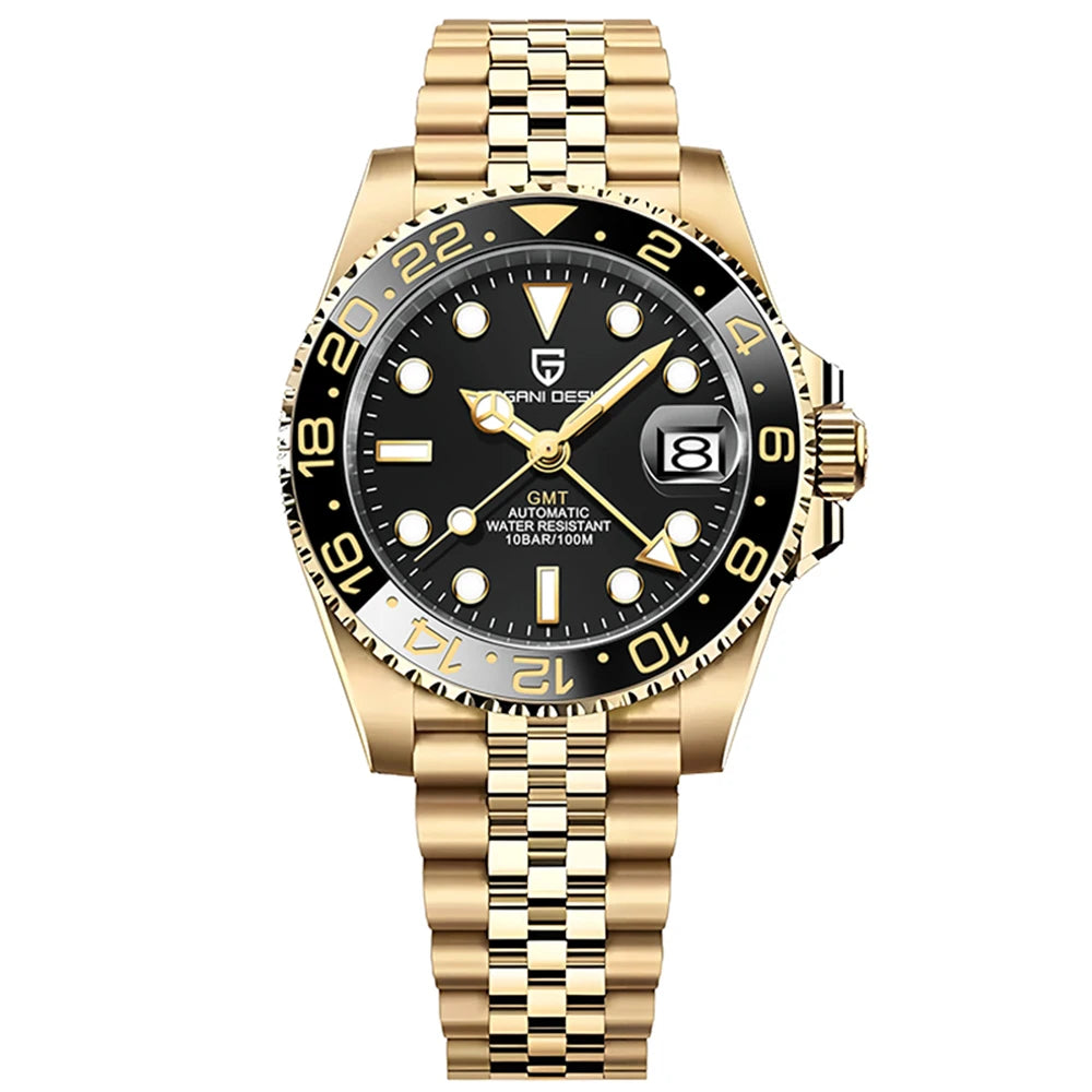 PAGANI DESIGN New GMT Men's Watch Luxury Sapphire Automatic Mechanical Watch 40MM Stainless Steel 100M Waterproof Watch