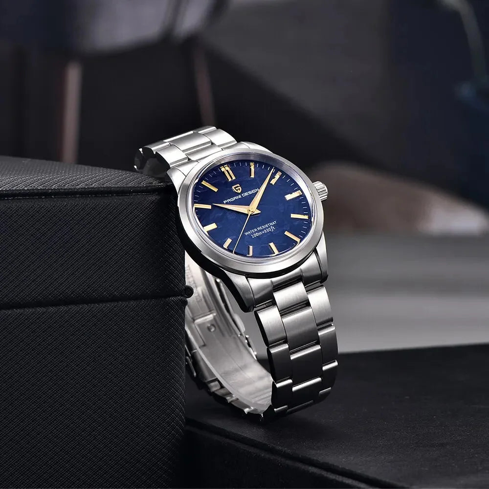 PAGANI DESIGN 40MM Meteorite dial Men Quartz Watches Luxury Business Sapphire 316L Stainless Steel 100M Waterproof Watch For Men