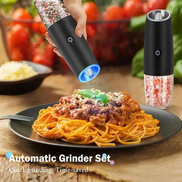Electric Rechargeable Salt Pepper Grinder Set LED Light Adjustable Coarseness One-Hand Operated Spice Shaker for Kitchen for