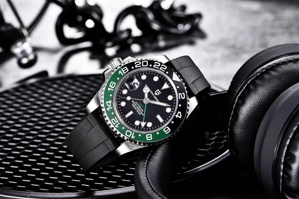 PAGANI DESIGN New Fashion Luxury Watch Mechanical Automatic Watch Sports Waterproof Rubber Rotating Frame Luminous Watch for Man