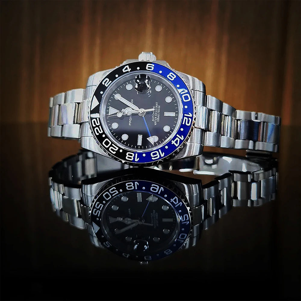 PAGANI DESIGN New GMT Men's Watch Luxury Sapphire Automatic Mechanical Watch 40MM Stainless Steel 100M Waterproof Watch