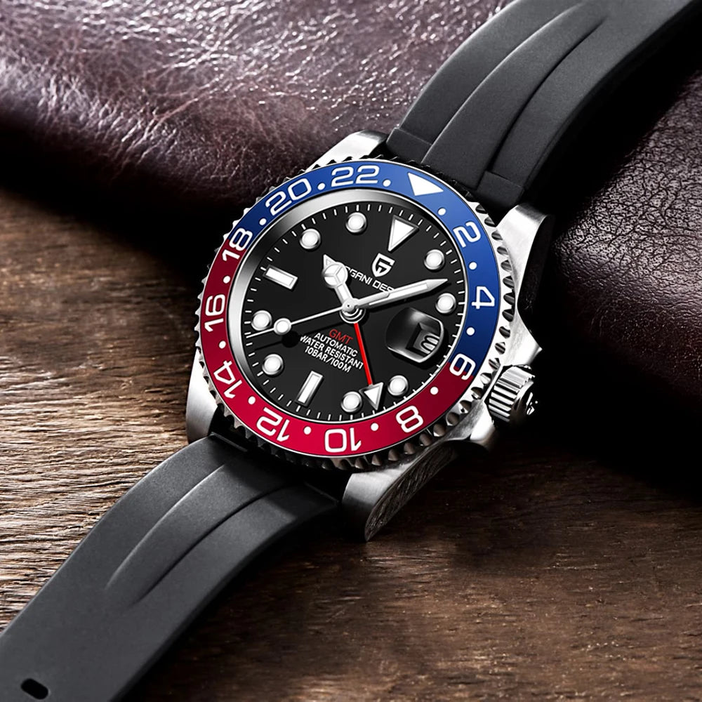 PAGANI DESIGN New Fashion Luxury Watch Mechanical Automatic Watch Sports Waterproof Rubber Rotating Frame Luminous Watch for Man