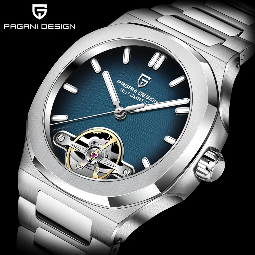 PAGANI DESIGN men's watch new mechanical automatic watch men's luxury stainless steel AR Sapphire crystal luminous men's watch