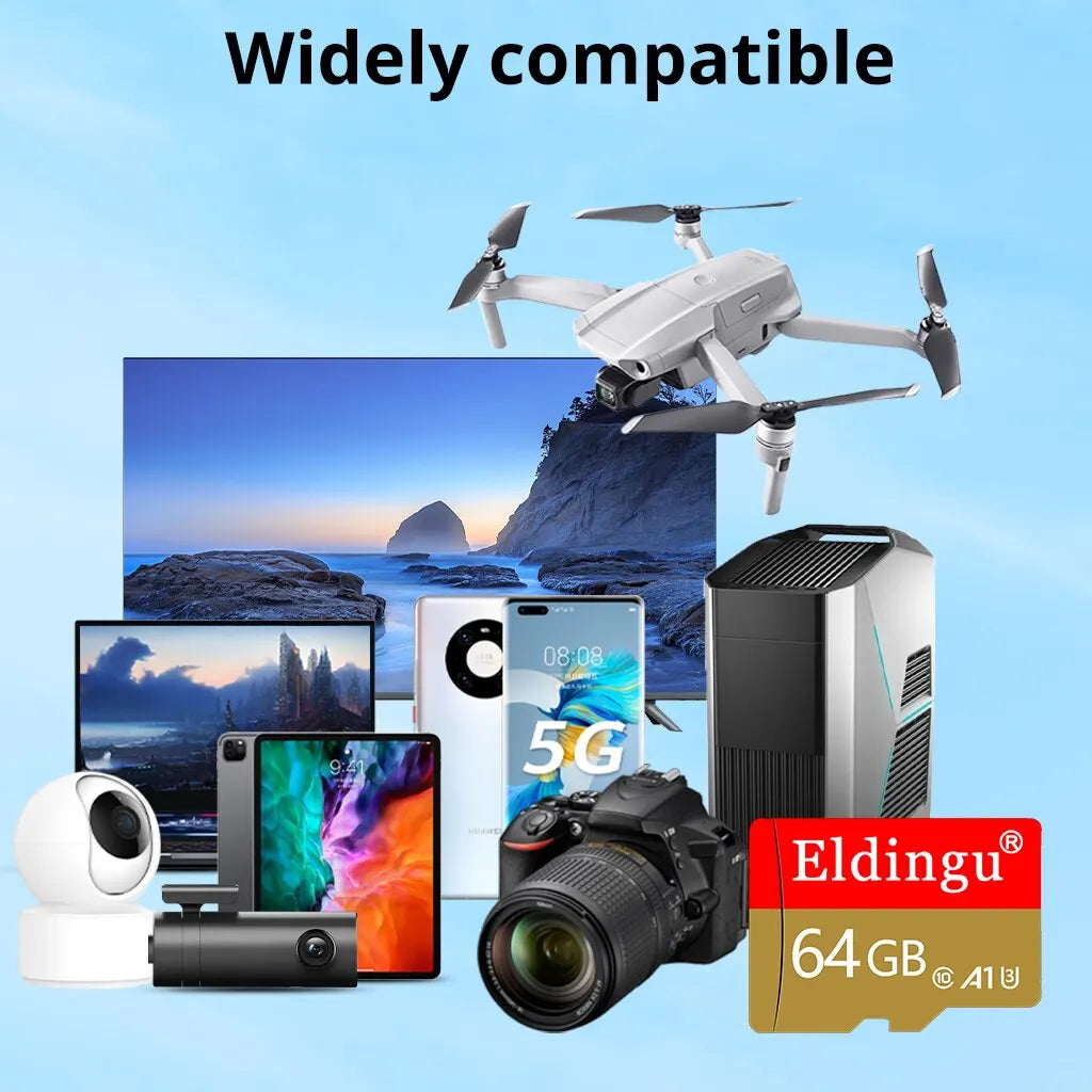 Eldingu Original TF Card 64G Class10 A1 for Surveillance Video MP3 MP4 Mobile Phone Memory Card 32GB U1 TF Card 128GB U3