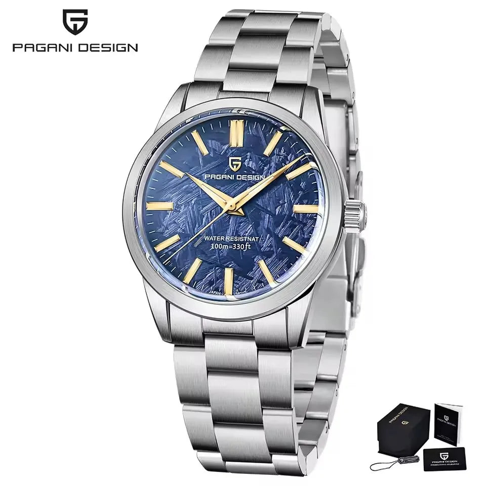 PAGANI DESIGN 40MM Meteorite dial Men Quartz Watches Luxury Business Sapphire 316L Stainless Steel 100M Waterproof Watch For Men