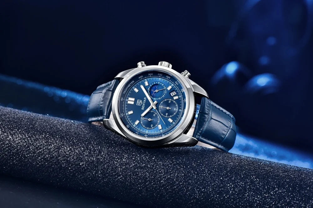BENYAR New Men Watch 30ATM Waterproof Stainless Steel Quartz Wristwatches Luxury Leather Military Chronograph Watch reloj hombre