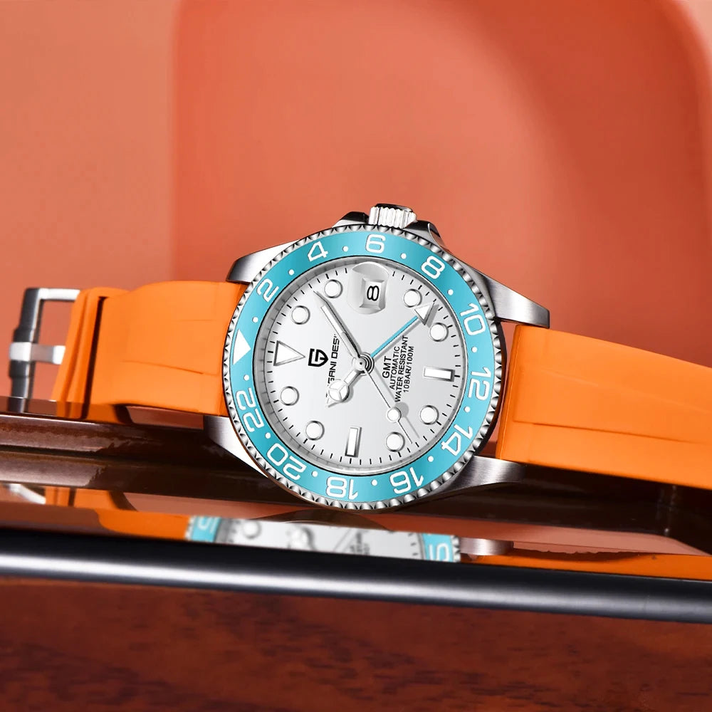PAGANI DESIGN New Fashion Luxury Watch Mechanical Automatic Watch Sports Waterproof Rubber Rotating Frame Luminous Watch for Man