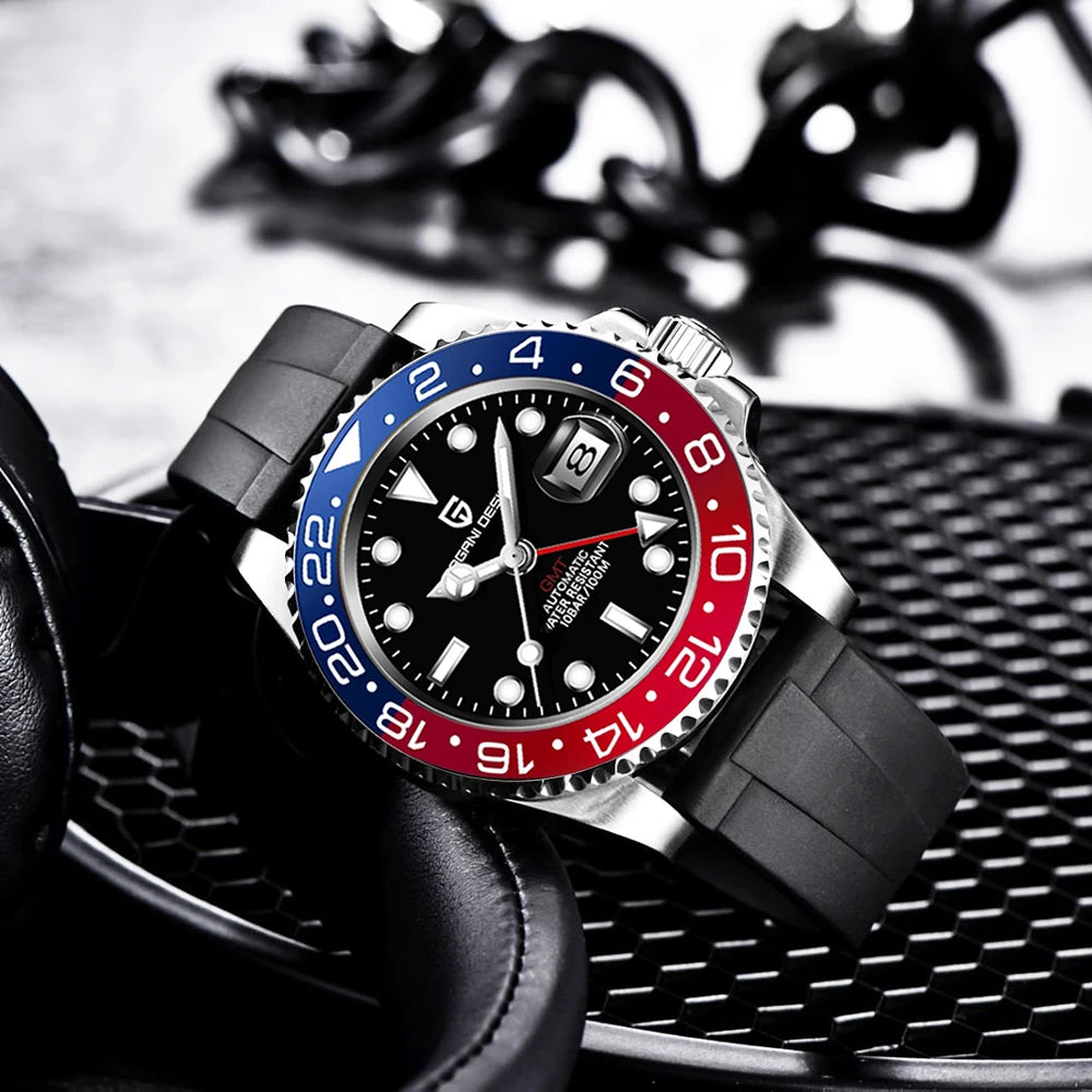 PAGANI DESIGN New Fashion Luxury Watch Mechanical Automatic Watch Sports Waterproof Rubber Rotating Frame Luminous Watch for Man
