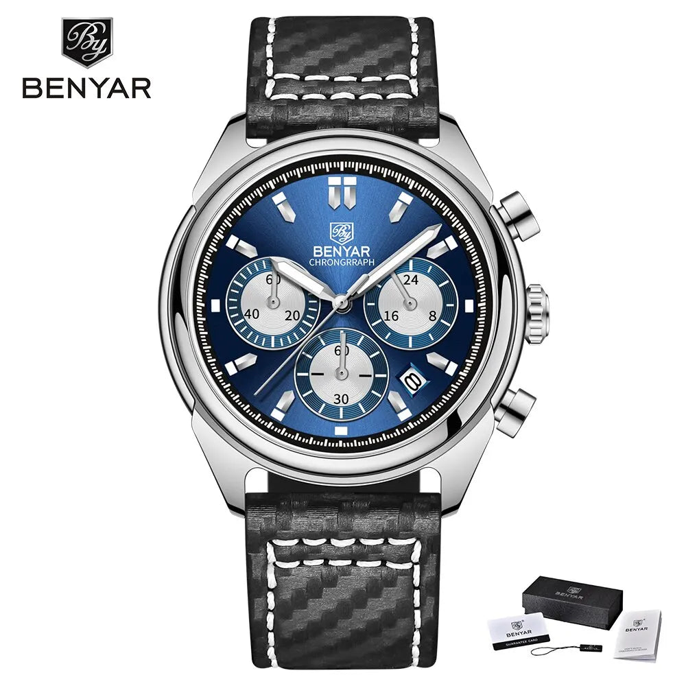BENYAR 2024 New Watches Men Luxury Brand Chronograph Male Sport Watches Waterproof Stainless Steel Quartz Watch Relojes Hombre