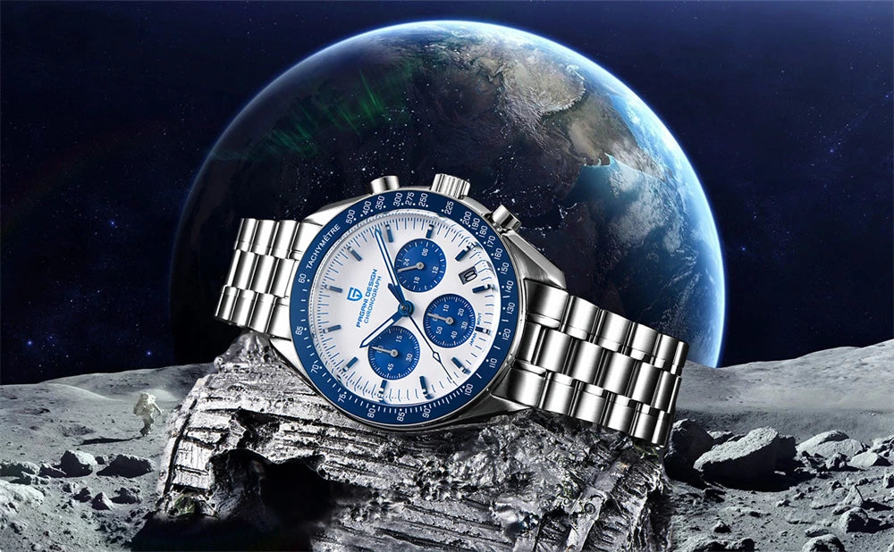 PAGANI DESIGN 2025 New Moon Watch For Men Quartz Multifunction Chronograph Sports Mens Watches Top Brand Luxury Sapphire Mirror