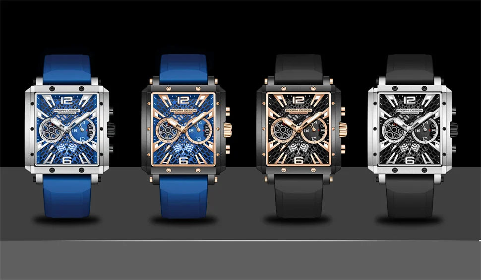 PAGANI DESIGN 2022 New Rectangular Watches for Men Top Brand Men's Sports Quartz Watches Skeleton Automatic Date Chronograph