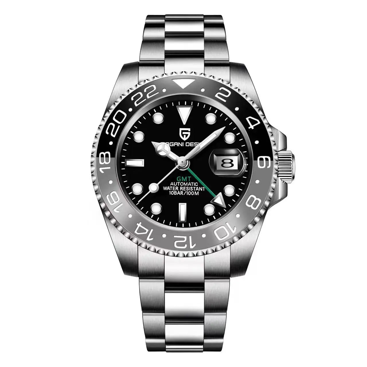PAGANI DESIGN New GMT Men's Watch Luxury Sapphire Automatic Mechanical Watch 40MM Stainless Steel 100M Waterproof Watch
