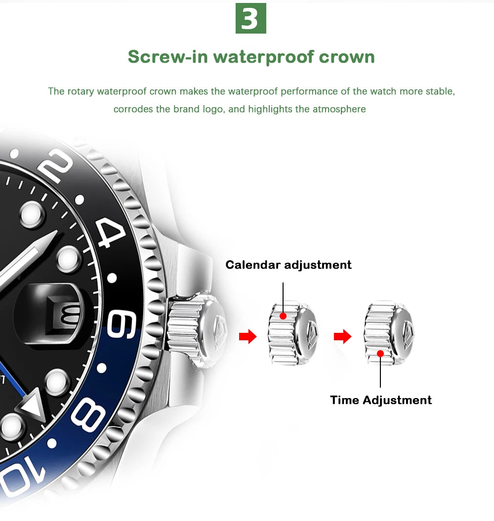 PAGANI DESIGN Top Brand 100M Waterproof Automatic Mechanical NH34 Watch 316L Stainless Steel Men's Watch PD-1662 reloj hombre