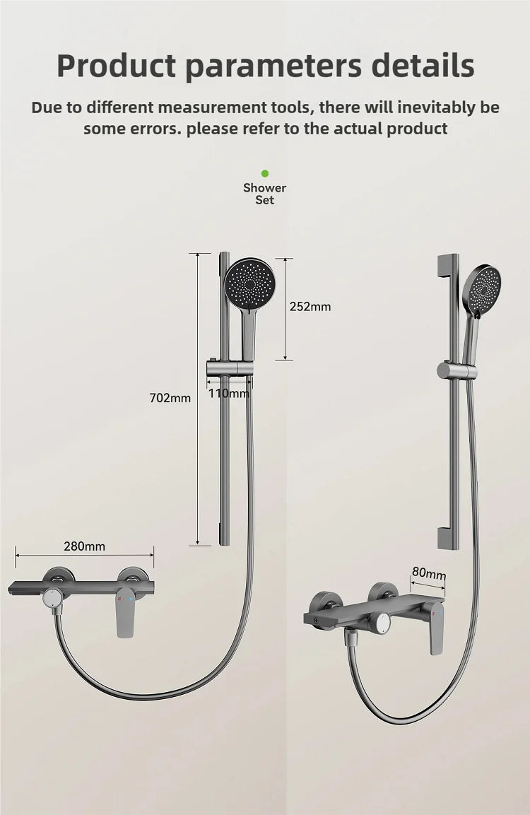 Gray Bathroom Shower Set Rainfall Shower Faucet Set Apartment Hotels Household multifunctional Split Bathtub Showers