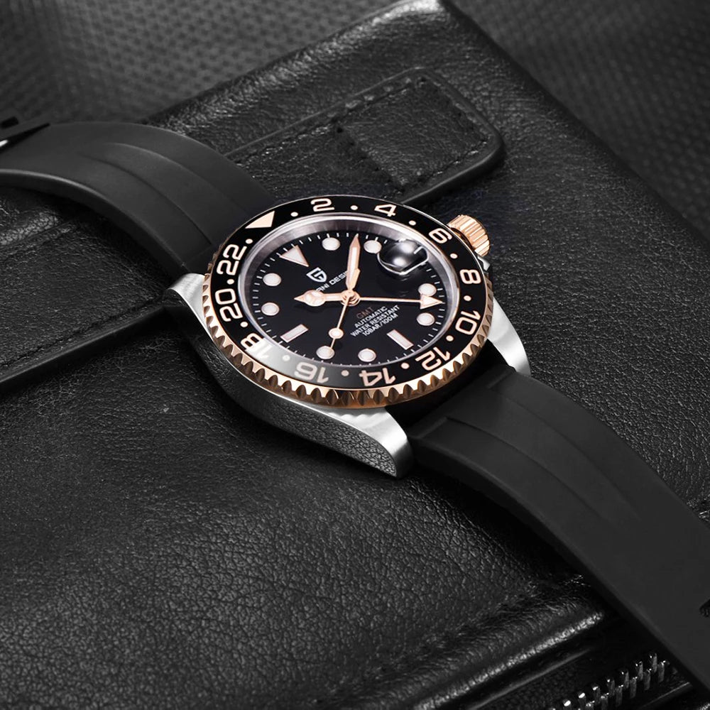 PAGANI DESIGN New Fashion Luxury Watch Mechanical Automatic Watch Sports Waterproof Rubber Rotating Frame Luminous Watch for Man