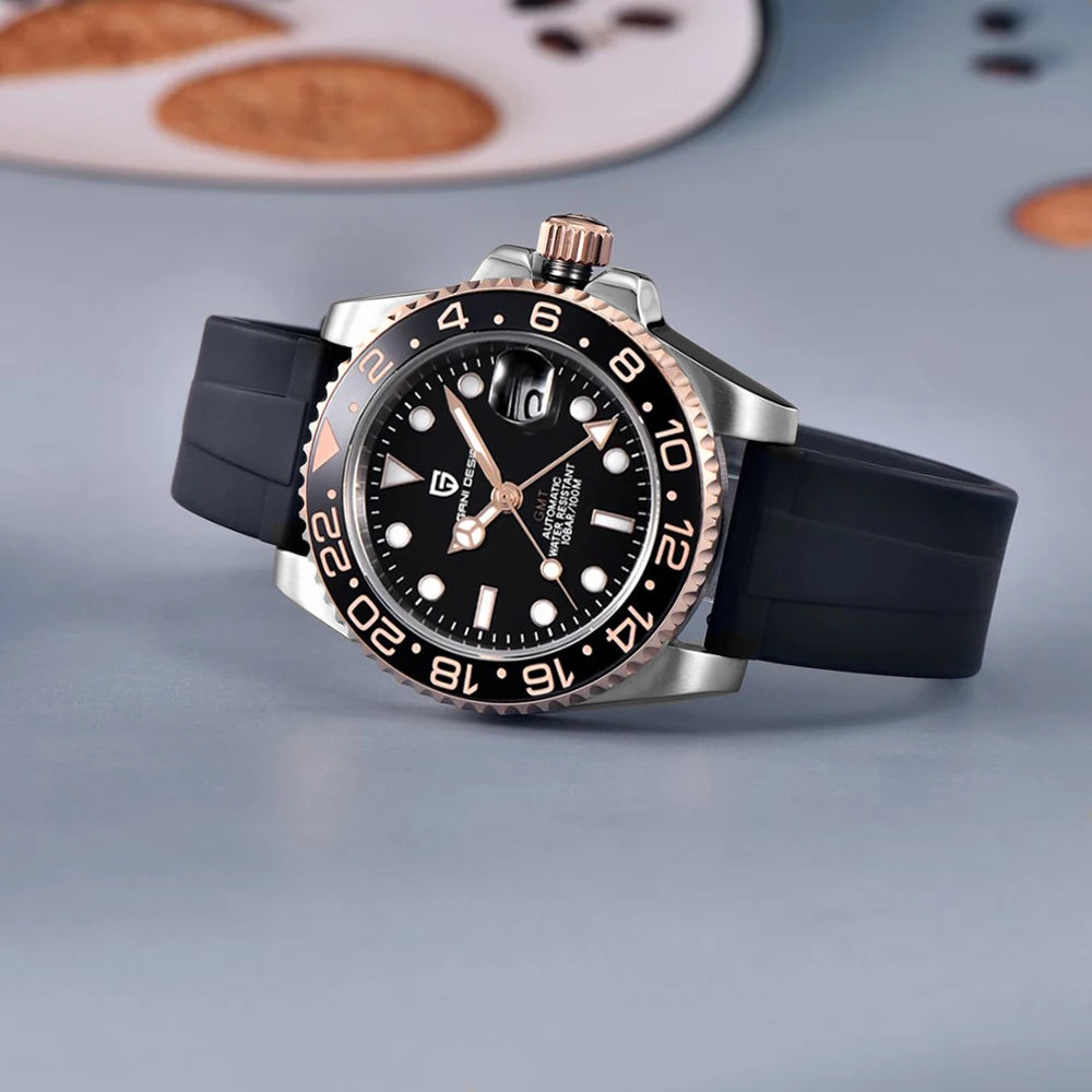 PAGANI DESIGN New Fashion Luxury Watch Mechanical Automatic Watch Sports Waterproof Rubber Rotating Frame Luminous Watch for Man
