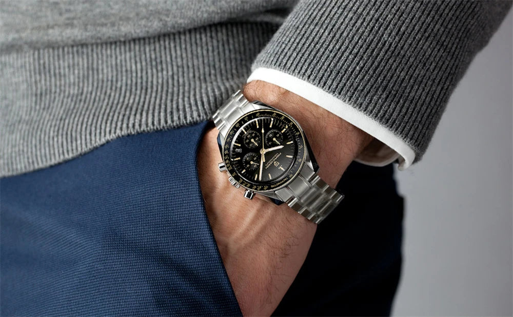 PAGANI DESIGN 2025 New Moon Watch For Men Quartz Multifunction Chronograph Sports Mens Watches Top Brand Luxury Sapphire Mirror