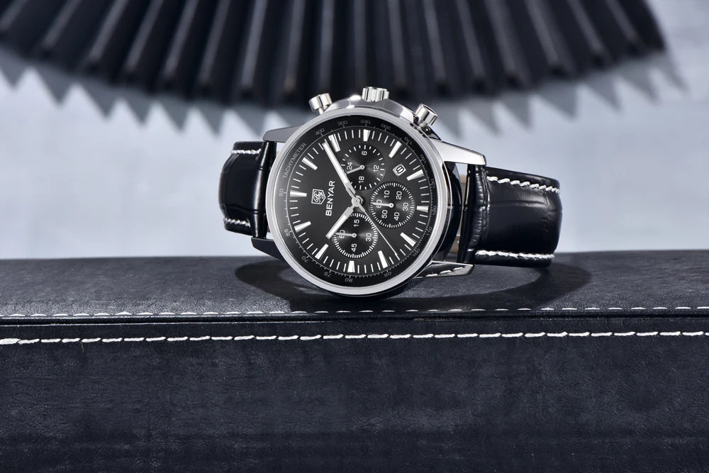 2025 New Men's Watch BENYAR Luxury Quartz Watches For Man Fashion Man Gifts Complete Calendar Top PU Leather Sport Watches Clock