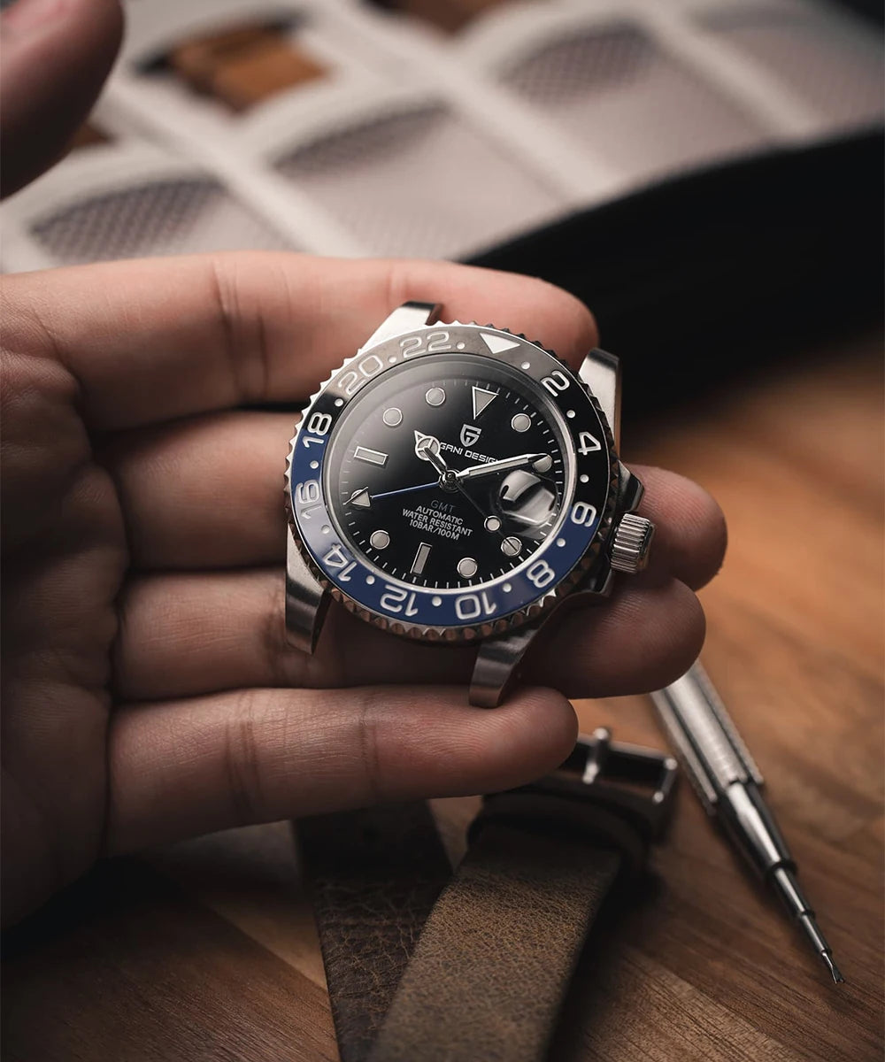 PAGANI DESIGN New GMT Men's Watch Luxury Sapphire Automatic Mechanical Watch 40MM Stainless Steel 100M Waterproof Watch