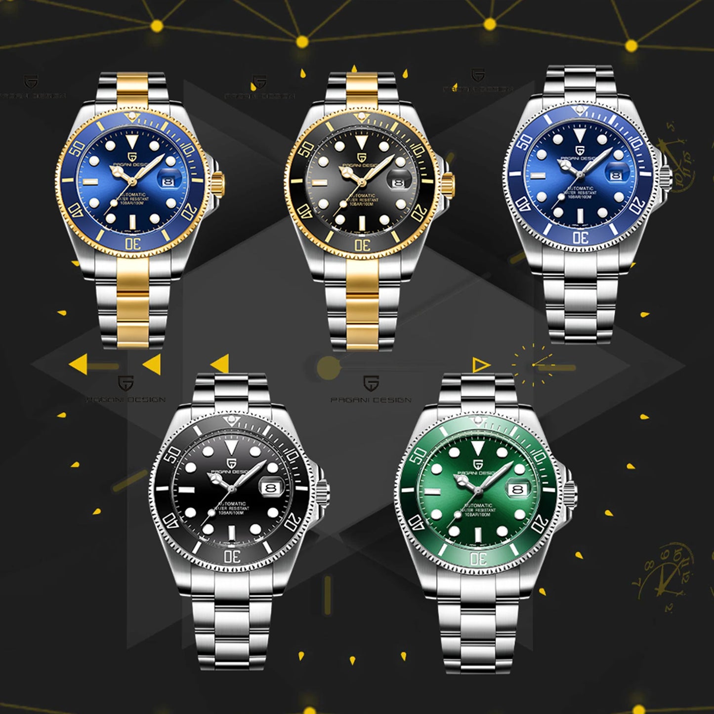 Pagani Design Mechanical Watch PD-1639 Japanese Movement Sapphire Glass Diver Style Elegant Timepiece for Men Automatic watches