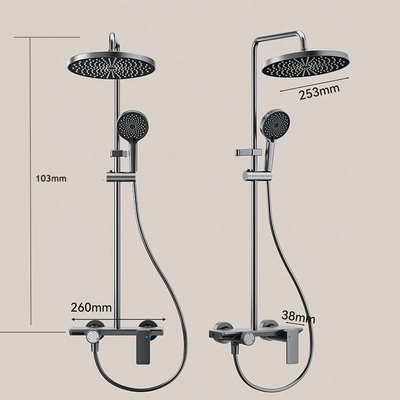 Gray Bathroom Shower Set Rainfall Shower Faucet Set Apartment Hotels Household multifunctional Split Bathtub Showers