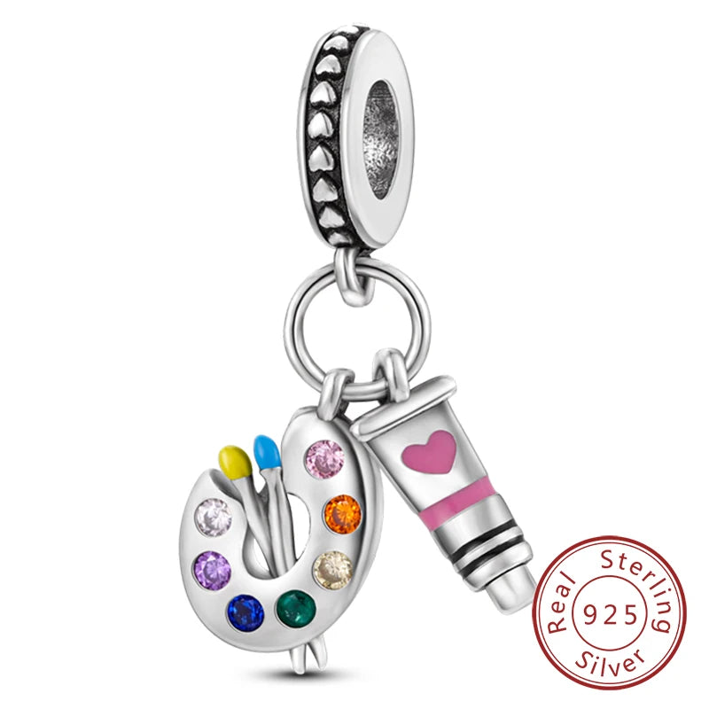 Hot Sale 925 Sterling Silve Charms Beads Forever Love Heart Sister Family Life Charms Dangle For Bracelet Woman Jewelry Gifts