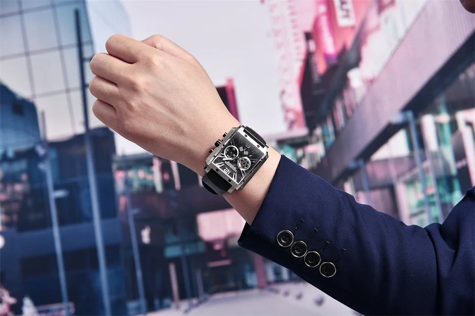 PAGANI DESIGN 2022 New Rectangular Watches for Men Top Brand Men's Sports Quartz Watches Skeleton Automatic Date Chronograph