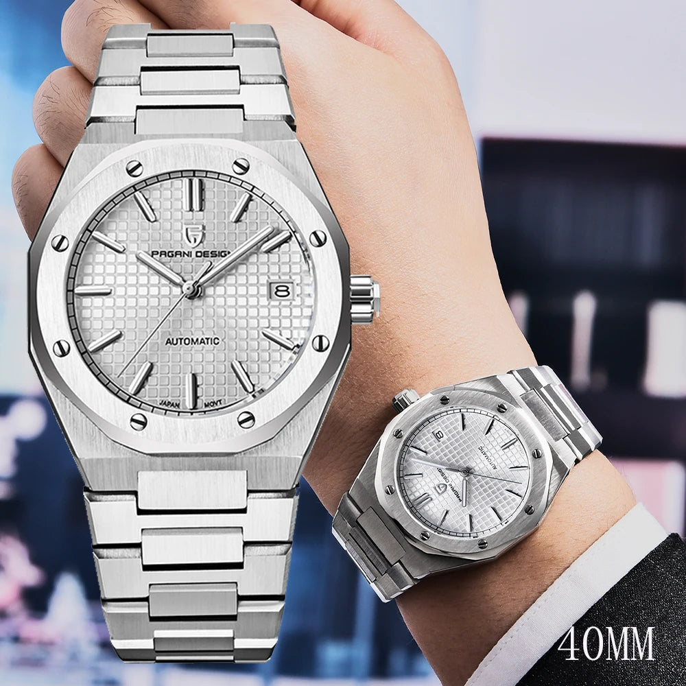 PAGANI DESIGN 2025 New 8215 Men's Automatic Mechanical Watch 40MM Sapphire Stainless Steel Waterproof 10Bar reloj hombre