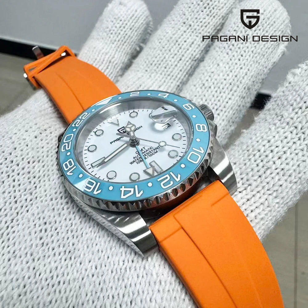 PAGANI DESIGN New Fashion Luxury Watch Mechanical Automatic Watch Sports Waterproof Rubber Rotating Frame Luminous Watch for Man