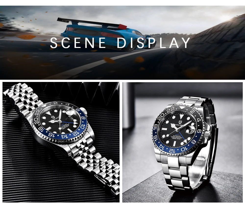 PAGANI DESIGN Top Brand 100M Waterproof Automatic Mechanical NH34 Watch 316L Stainless Steel Men's Watch PD-1662 reloj hombre