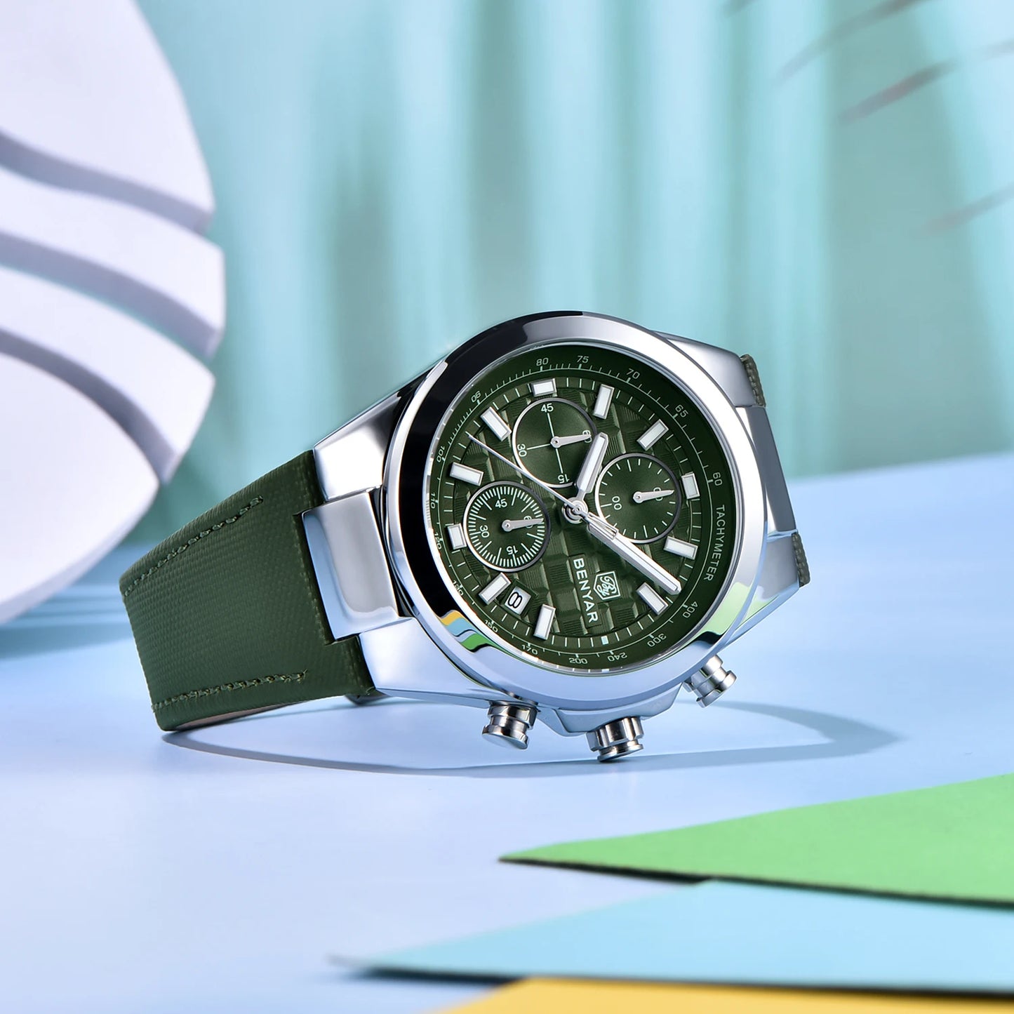 2025 New BENYAR Men's Watches Top Brand Luxury Watch For Men Chronograph Quartz Wristwatch Clock Waterproof Leather Reloj Hombre