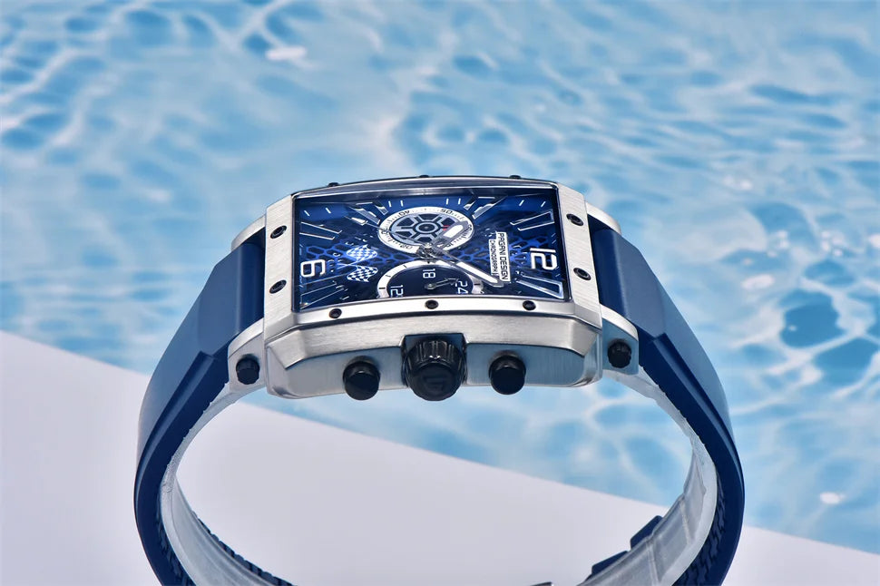 PAGANI DESIGN 2022 New Rectangular Watches for Men Top Brand Men's Sports Quartz Watches Skeleton Automatic Date Chronograph