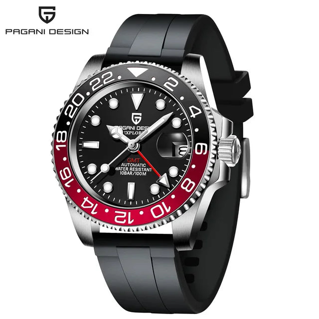 PAGANI DESIGN New GMT Men's Watch Luxury Sapphire Automatic Mechanical Watch 40MM Stainless Steel 100M Waterproof Watch