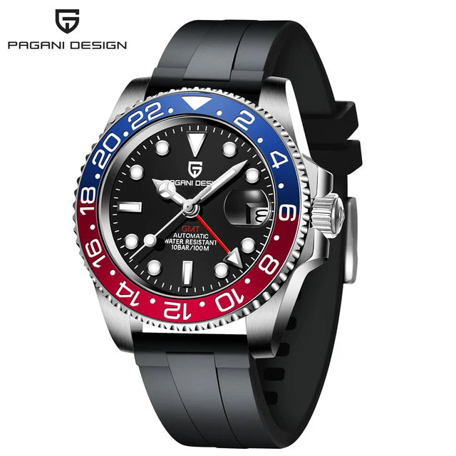 PAGANI DESIGN New GMT Men's Watch Luxury Sapphire Automatic Mechanical Watch 40MM Stainless Steel 100M Waterproof Watch