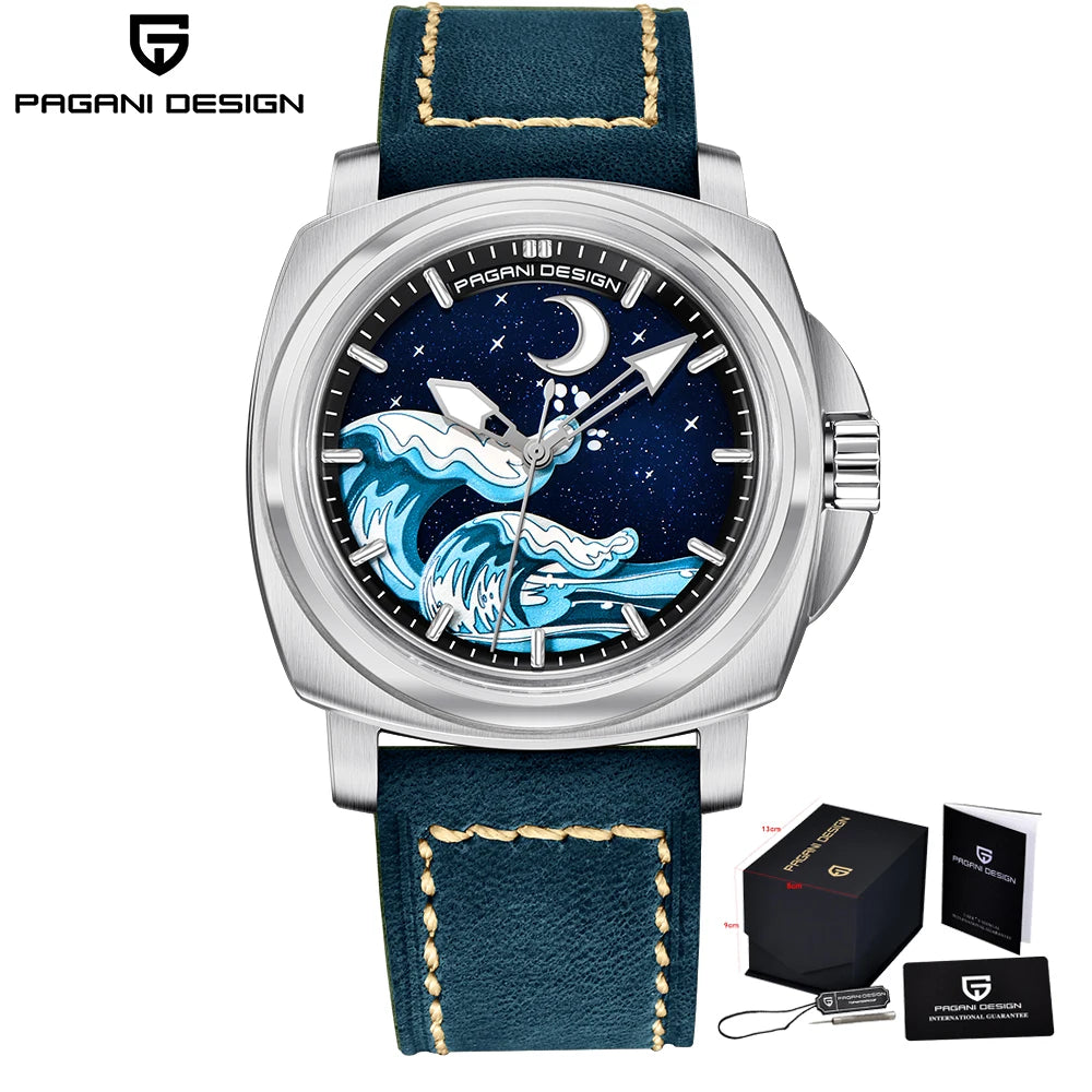 Pagani Design 2025 New NH35A 43MM Fashionable Men's Automatic Mechanical Watch Stainless Steel Waterproof 10Bar dial Glow reloj