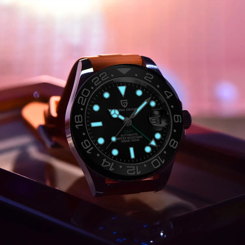 PAGANI DESIGN New Fashion Luxury Watch Mechanical Automatic Watch Sports Waterproof Rubber Rotating Frame Luminous Watch for Man