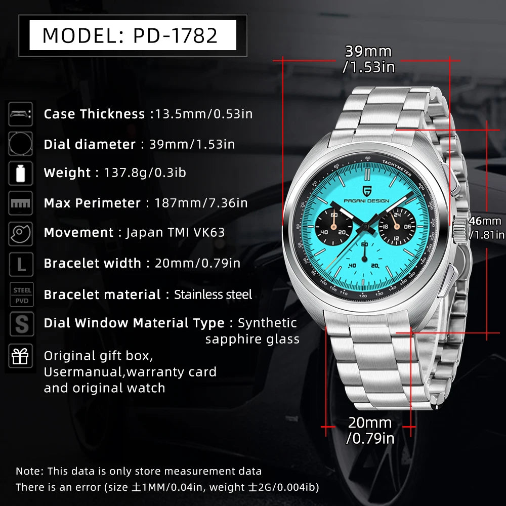 PAGANI DESIGN 2025 Men's Watch Multifunctional Chronograph Watches For Man Luxury Quartz Wristwatch AR Sapphire Luminous Clocks