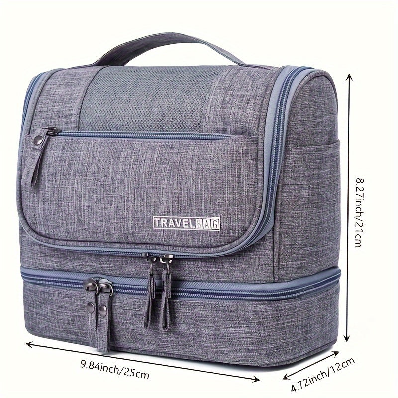 Multi-Functional Travel Organizer with Top Zipper Closure & Hanging Loop - Heavy-Duty High Quality Folding Toiletry & Cosmetic Case with Multiple Compartments, Golden-Tone Hardware, Durable Fabric Construction - Ideal for Bus