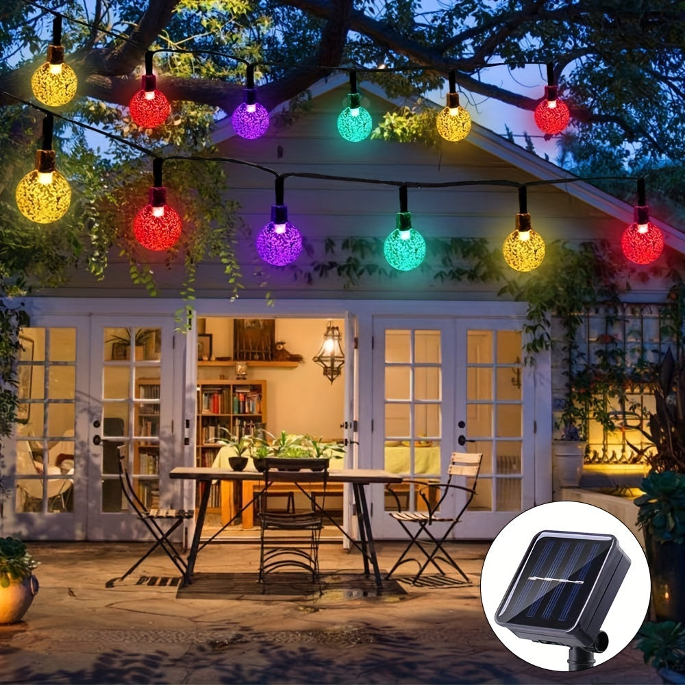 1pack, 20/50/100 LED Large Light Bulb, Solar Crystal Ball, Bubble Light String, Solar Outdoor Light Strip, 8 Lighting Modes, Solar Light String For Garden, Camping, Party, Independence Day, Christmas, Wedding, Ball, Birthday,