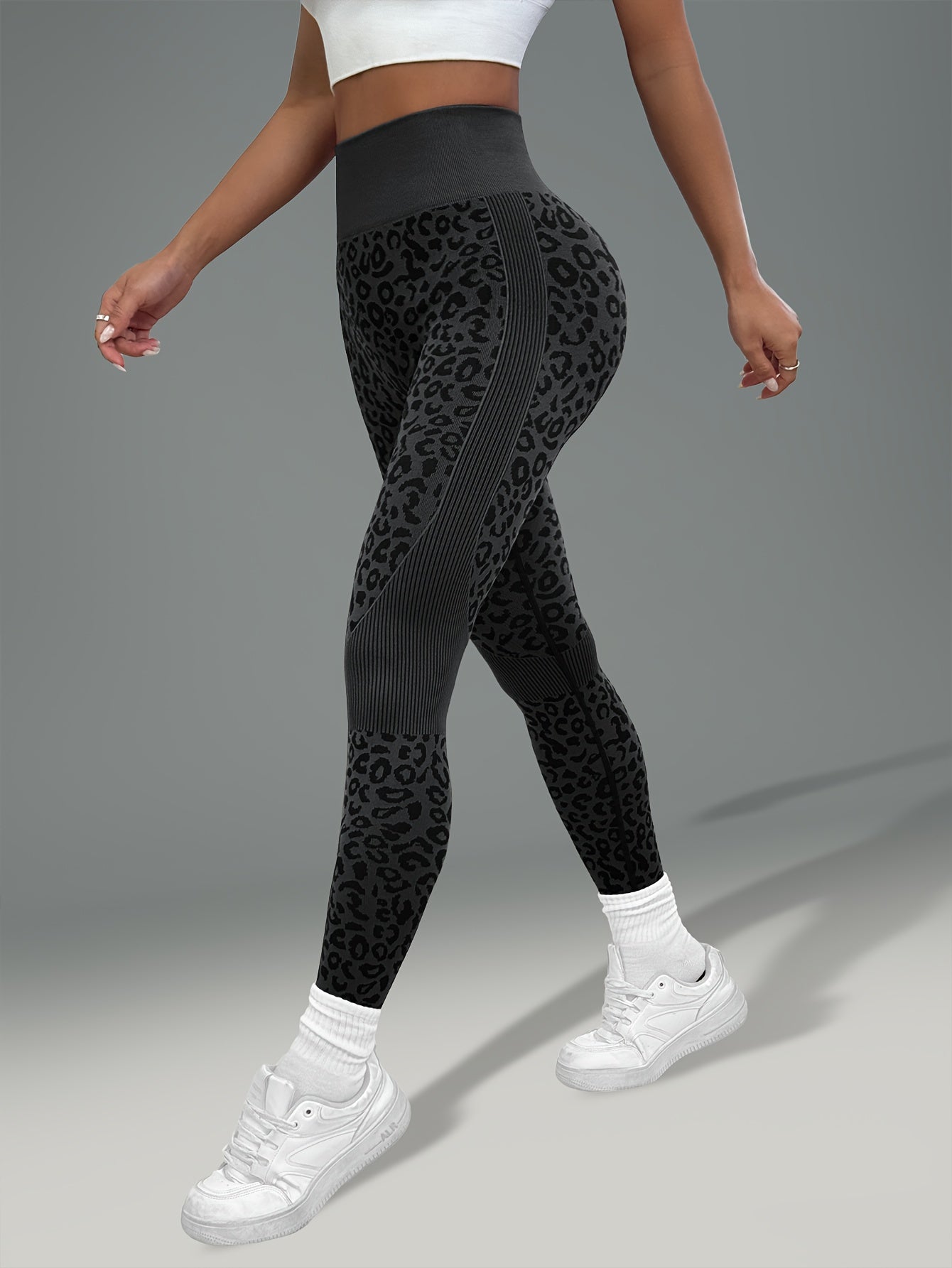 Women'S Leopard Print Yoga Pants - Non-Slip Workout Leggings with Elastic Waistband, Stretchy & Breathable Gym Pants for Yoga, Running, Casual Attire - All-Season Fitness Leggings in Pink & Leopard Print - Non-Slip Grip Activ
