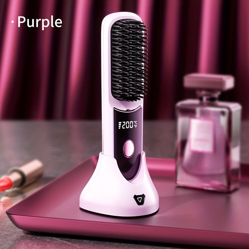 New USB-C Rechargeable Straightener, Fast & Seat Charging Modes, 20S Quick Heat, 3-Speed Temperature Control, Anti-Scald Design, 2600mAh/3200mAh Battery, 3D Tooth Comb, Ceramic Hair Protection Layer, LCD Display, Wireless Por