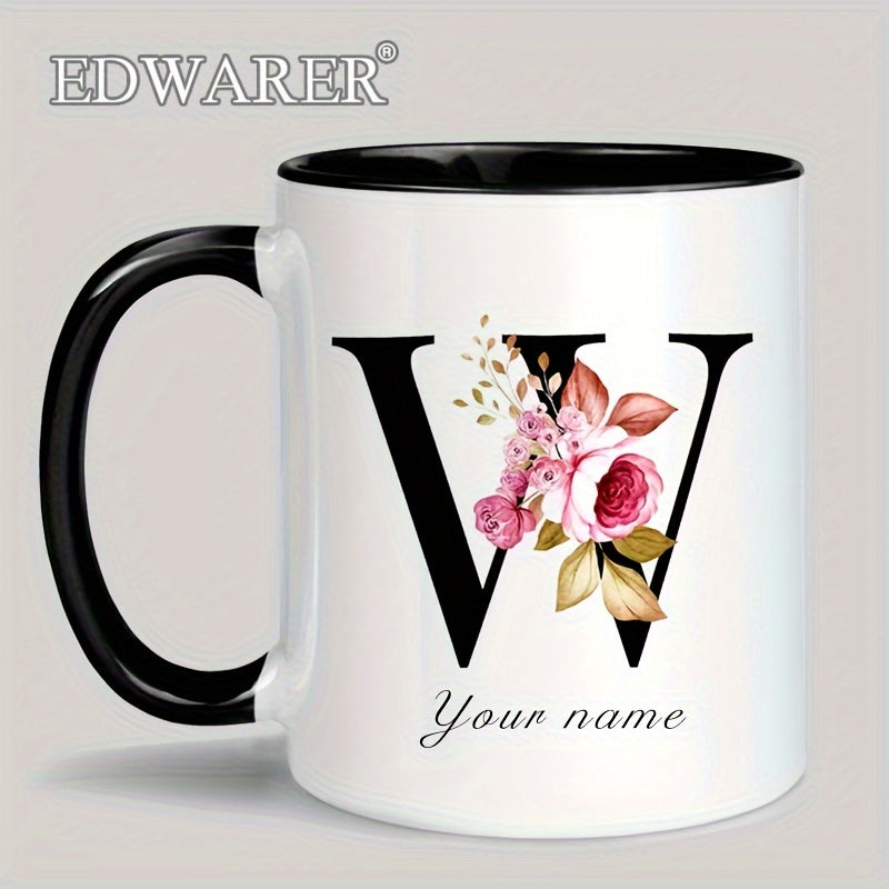1pc A-Z Letter Custom Personalized Coffee Mug, Water Cup, Photo Text Ceramic Mug 11oz, Graduation Appreciation Thank You Holiday Birthday Gifts, Valentine's Day, Christmas, Birthday, Anniversary Mug Gift, Drinkware For Restau