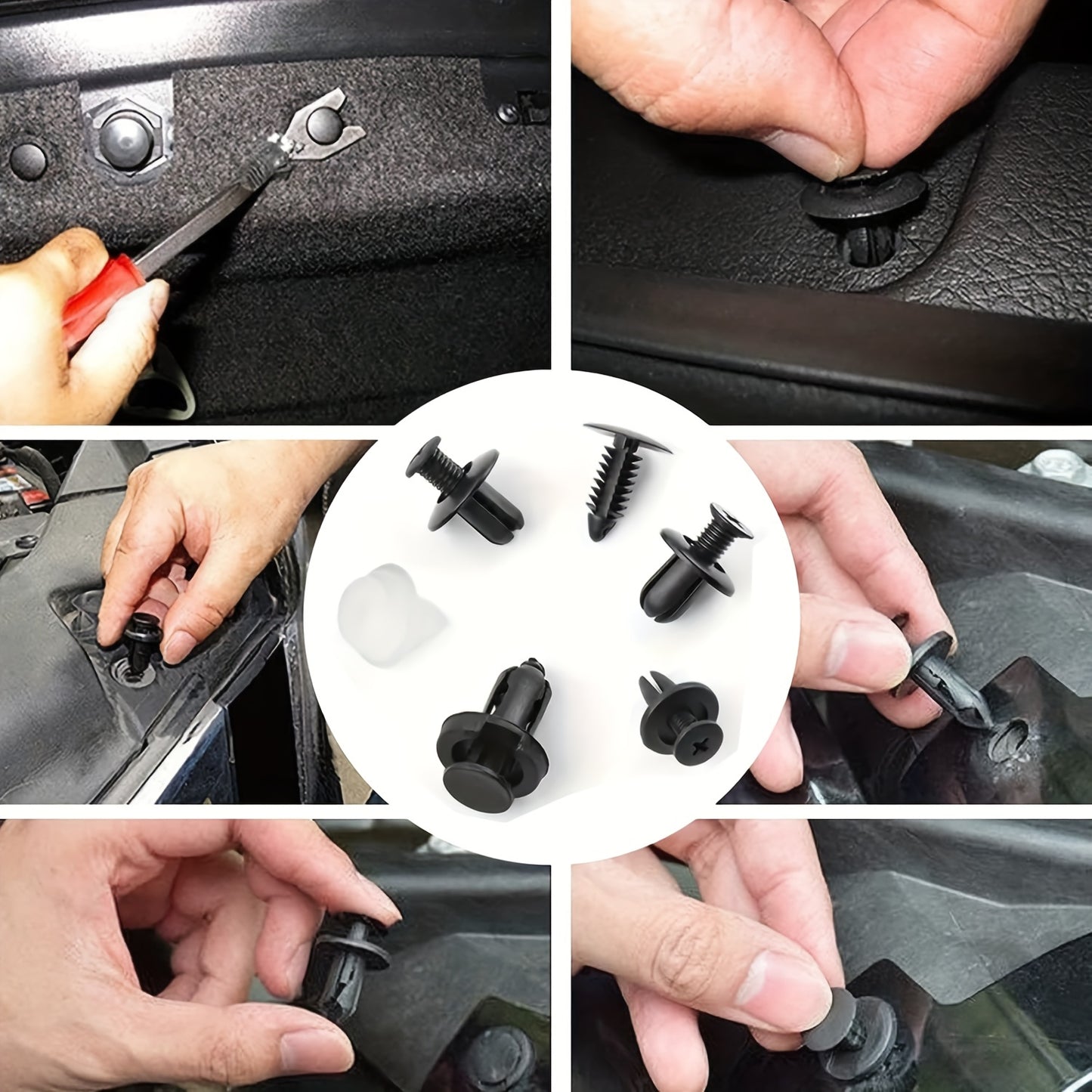 105pcs/Set Car Retainer Clips Kit With Fastener Removers, Universal Car Bumper Clips And Fasteners Plastic Rivets, 6 Popular Sizes Of Car Body Fixed Clip Bumpers And Replacement Parts Of Car Fenders, Applicable To Most Models