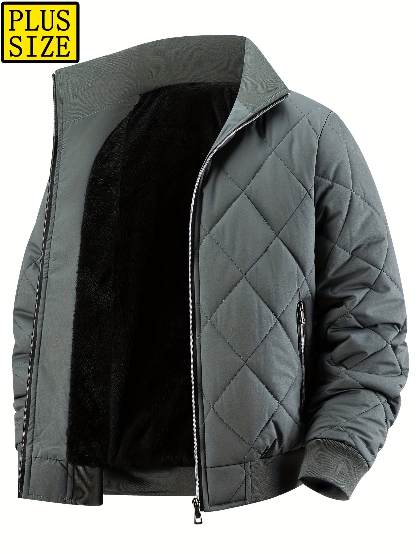 Men's Oversized Winter Coat 2XL-9XL (Big & Tall) - Thick Full-Zip Jacket with Stand Collar, -Filled Large Pockets - Heavy-Duty Cold Weather Outerwear for Plus Size Men, Hand Wash/Dry Clean (Casual Winter Jacket), PLUS SIZE