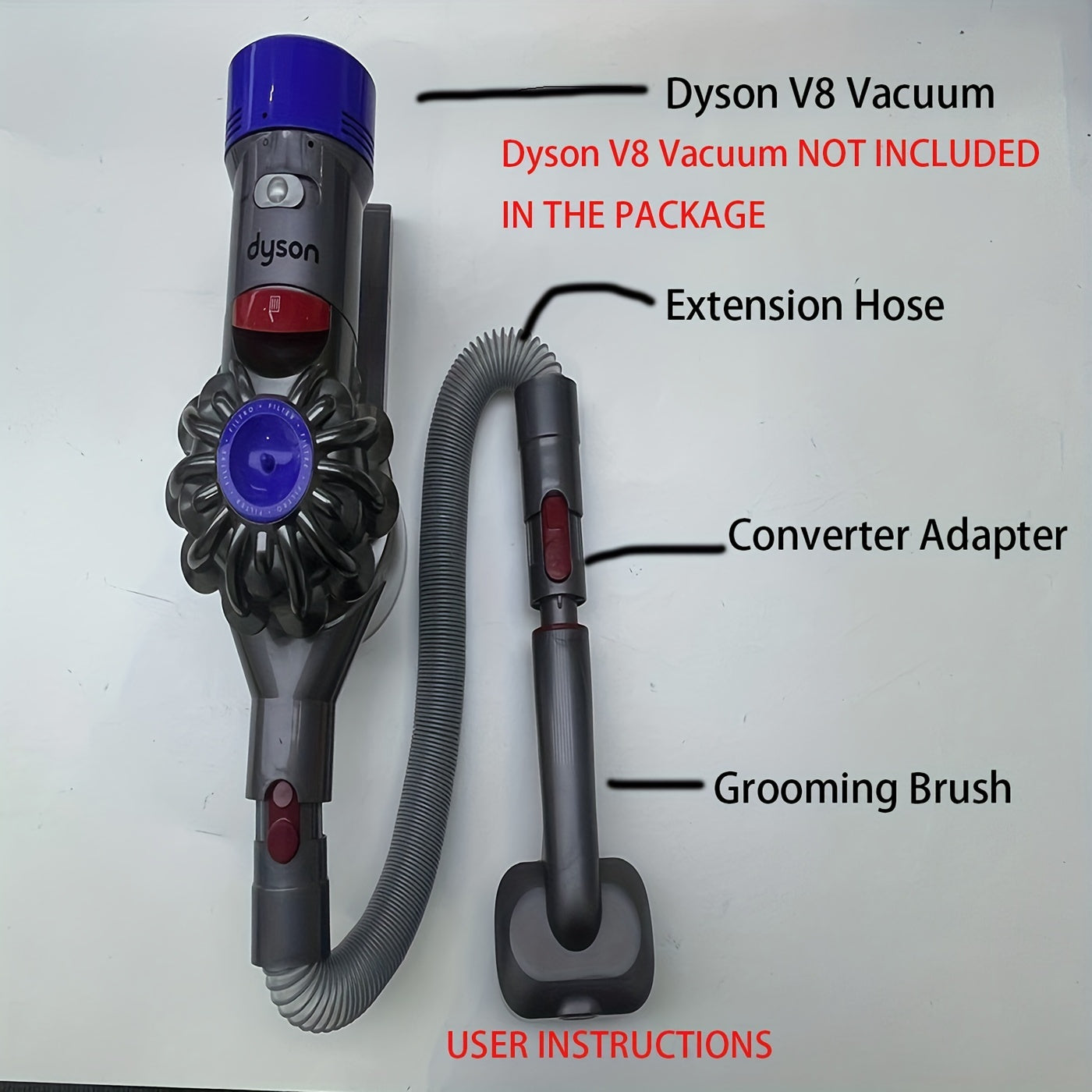 Groom Tool Kit For Dyson Vacuums, Pet Dog Brush Hair Vacuum Attachment For Dyson V7/8/10/11/15, Suitable For Long Or Medium Haired Dogs, Vacuum-Assisted Dog Groomer & Self-Cleaning Mess-free Grooming