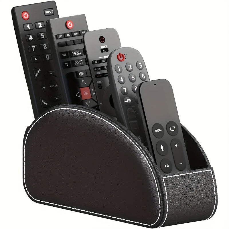 1pc Faux Leather Remote Control Holder - a Desktop Storage Box with 5 Compartments, Suitable for Organizing And Decorating Your Desk, Ideal for TV Remotes/Media Controllers/Office Supplies, a Home Open Storage Box, And a Hous