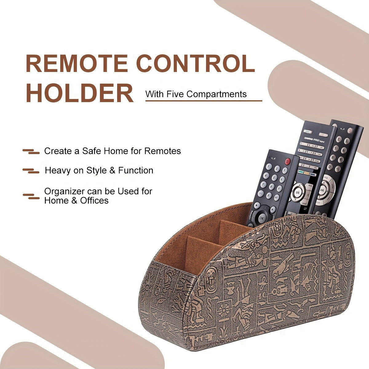 Organizer For 5 Remote Controls, Desktop Organizer For Office, Bedside Table Organizer, Makeup Organizer For Vanity