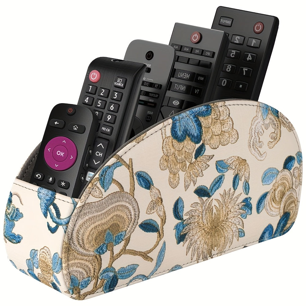 Remote Control Holder with 5 Compartments - Black Faux Leather Remote Caddy for TV, DVD, Blu-Ray, Media Player, And Heater Control, Independent Storage, Desk & Drawer Organizer for Home Storag, Desk & Drawer Organizer for Hom
